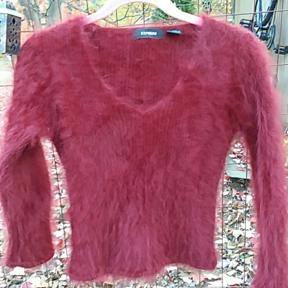 Express angora blend rabbit fur sweater top